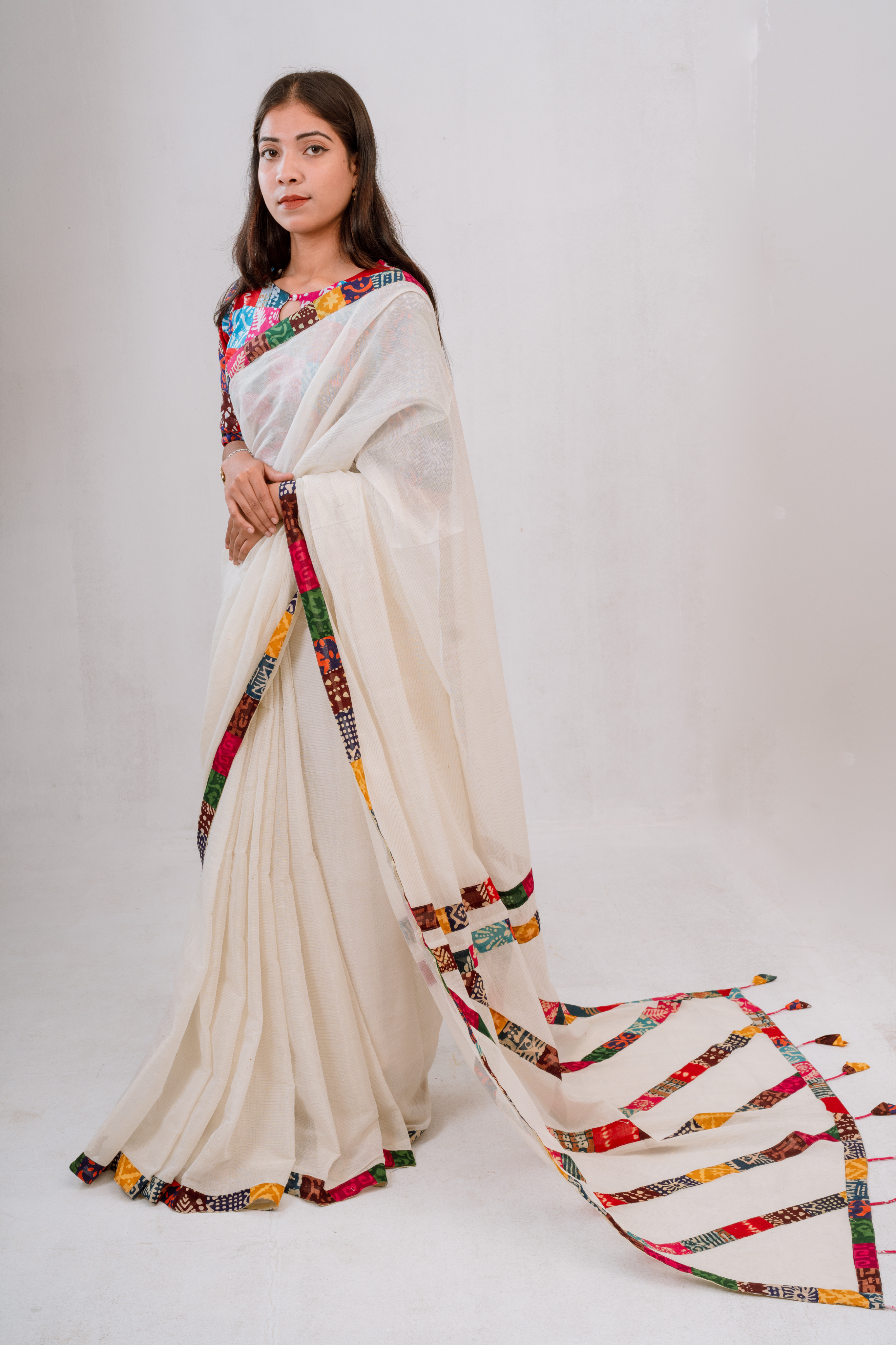 Premium Woven PoetryX Patchwork Saree