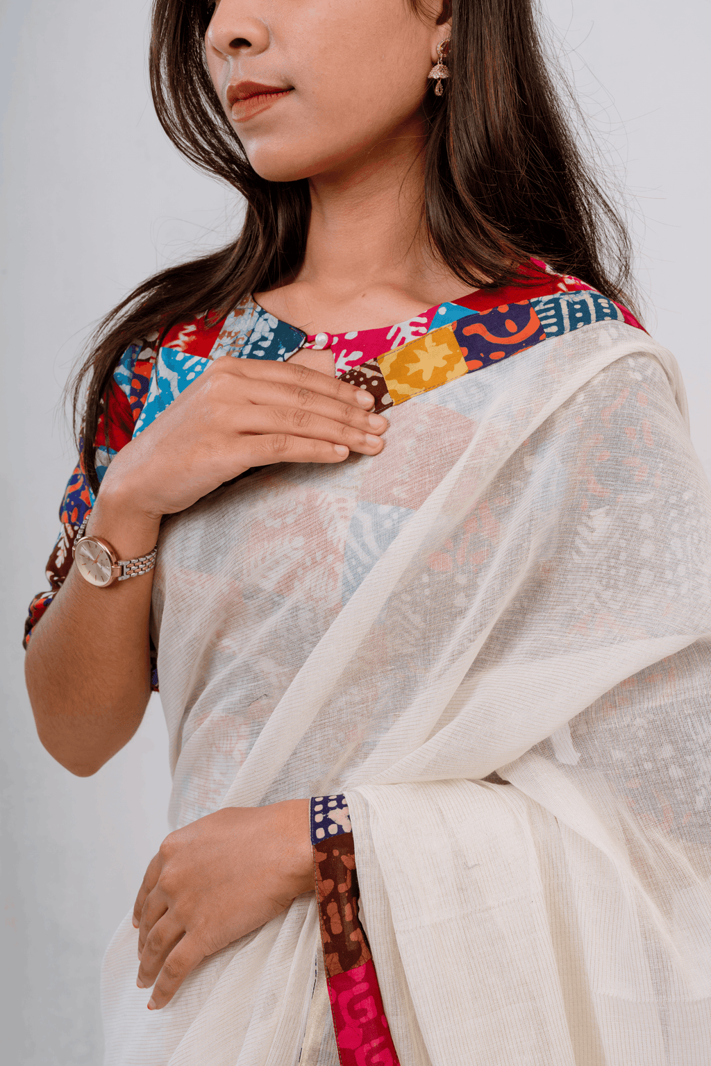 Premium Woven PoetryX Patchwork Saree