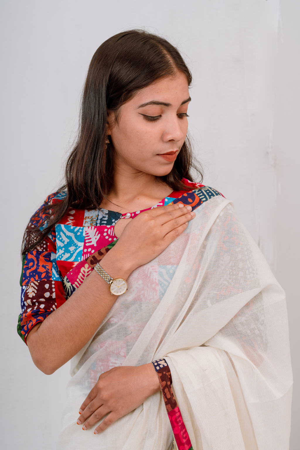 Premium Woven PoetryX Patchwork Saree