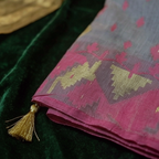 Silver Ash Handloom Dhakai Jamdani Saree: Authentic Craft, Classic Motifs