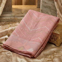 Soft Pink Handloom Dhakai Jamdani Saree: Pure Cotton, Intricate Motifs