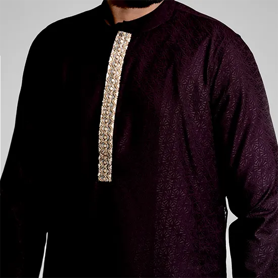 Signature MochaX Panjabi: Karchupi Lace & Premium Jacquard