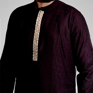 Signature MochaX Panjabi: Karchupi Lace & Premium Jacquard