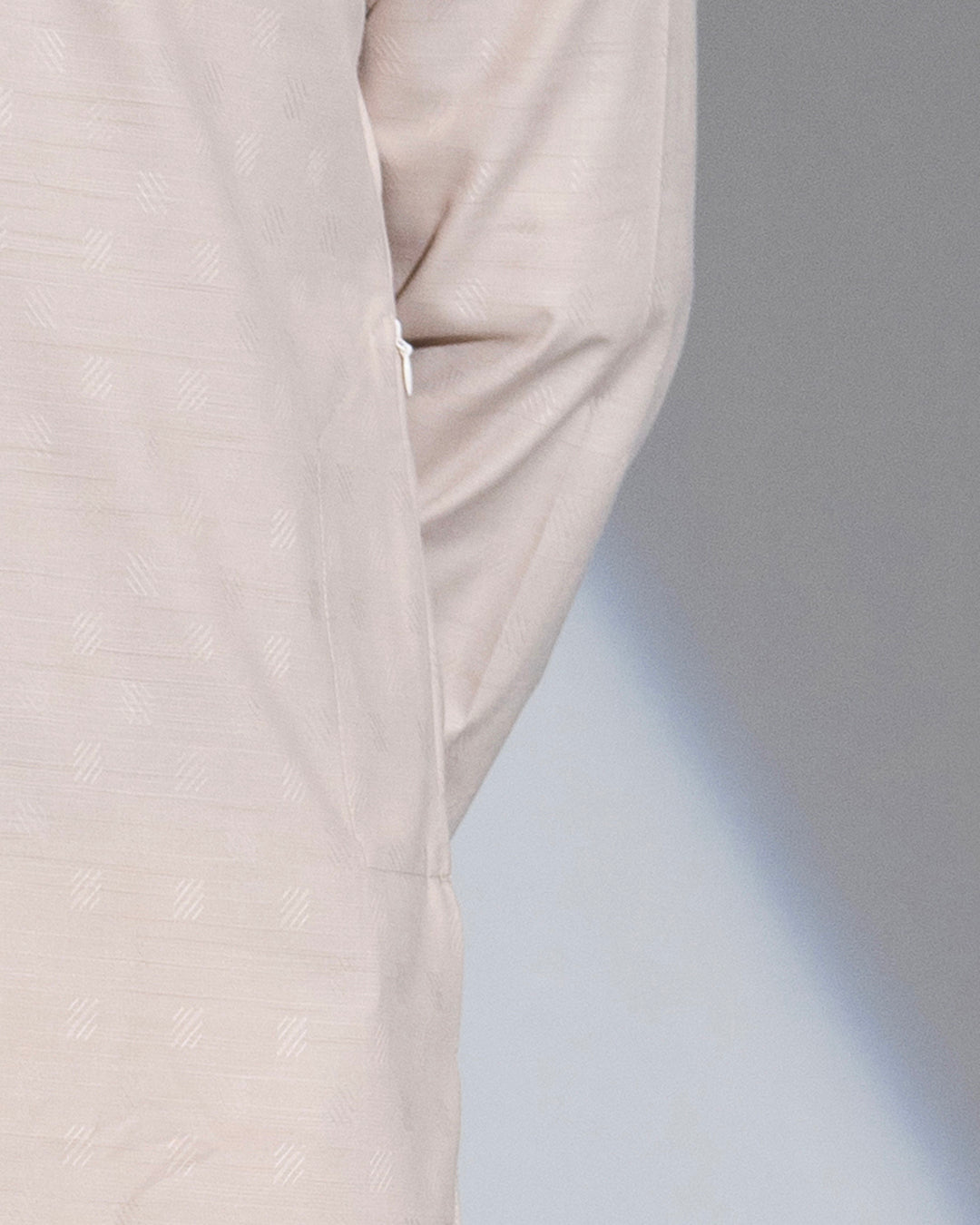 Imperial WeaveX Panjabi: Karchupi Embroidered Beige Jacquard