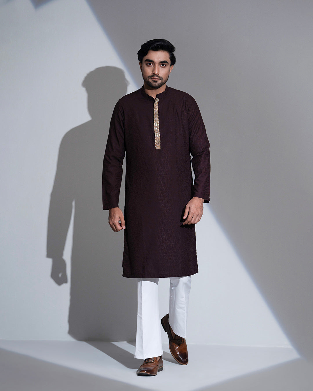 Signature MochaX Panjabi: Karchupi Lace & Premium Jacquard