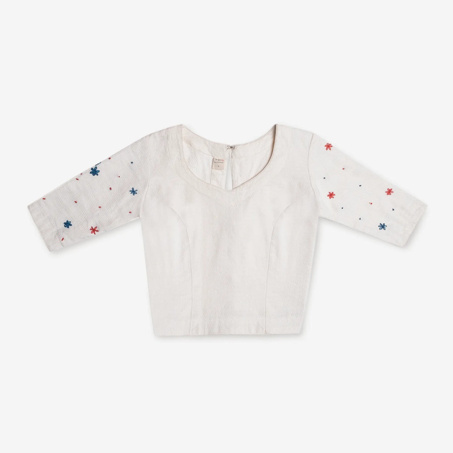 Cloud LineX Cotton Blouse: Hand Embroidery & Artisan Back Buttons