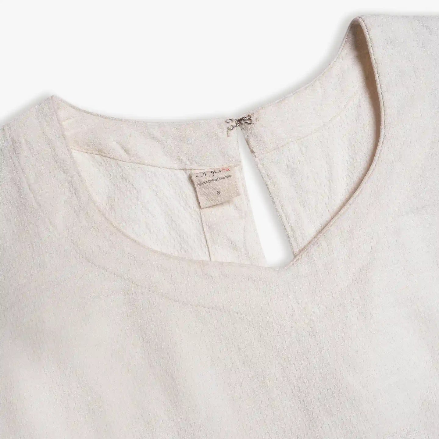 Cloud LineX Cotton Blouse: Hand Embroidery & Artisan Back Buttons