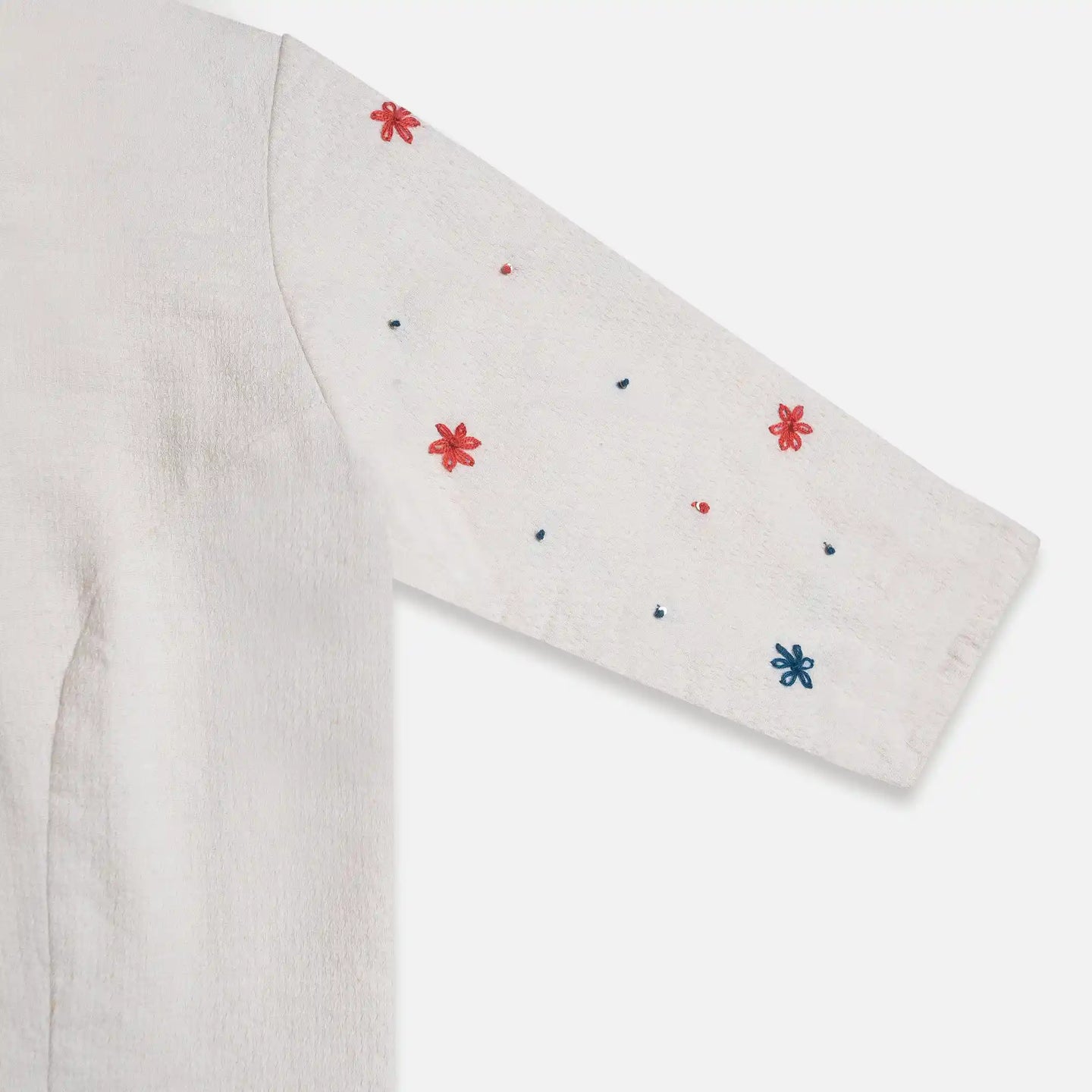 Cloud LineX Cotton Blouse: Hand Embroidery & Artisan Back Buttons