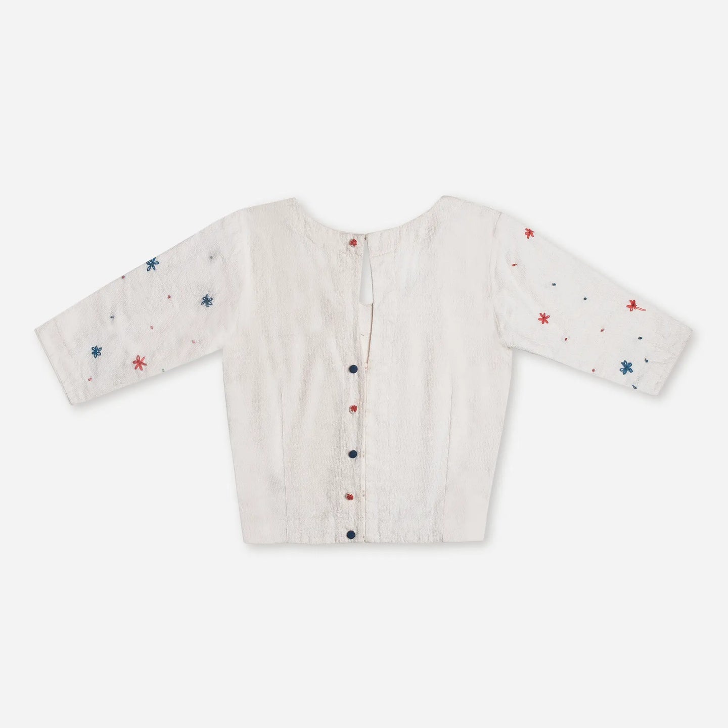 Cloud LineX Cotton Blouse: Hand Embroidery & Artisan Back Buttons