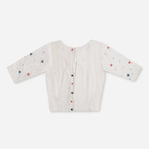 Cloud LineX Cotton Blouse: Hand Embroidery & Artisan Back Buttons