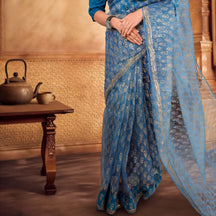 Luxury Eco GlazeX Organza Saree (Blue)