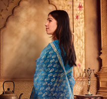 Luxury Eco GlazeX Organza Saree (Blue)