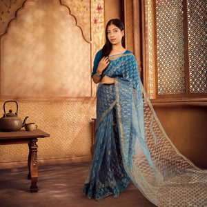 Luxury Eco GlazeX Organza Saree (Blue)