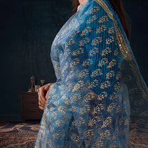 Luxury Eco GlazeX Organza Saree (Blue)