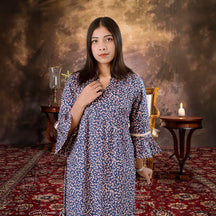 FloraX Kurti: Purple Cotton & Katha Stitch Design