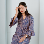 FloraX Kurti With Purple Cotton And Small Flower Print Lightweight Feel