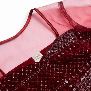 Gilded GlowX Velvet Blouse: Golden Karchupi & Organza Illusion