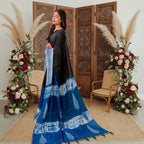 Classic Handcrafted Indigo NoirX Cotta Cotton Saree (Black & Blue Two-Tone)
