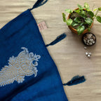 Classic Handcrafted Indigo NoirX Cotta Cotton Saree (Black & Blue Two-Tone)