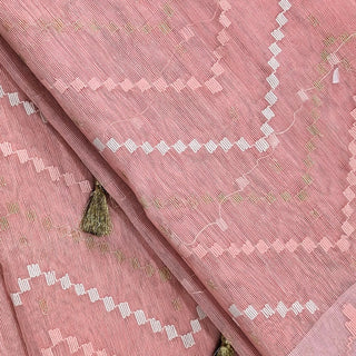 Soft Pink Handloom Dhakai Jamdani Saree: Pure Cotton, Intricate Motifs