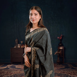 Premium Midnight SkyX Silk Saree (Black)