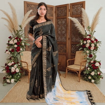 Premium Midnight SkyX Silk Saree (Black)