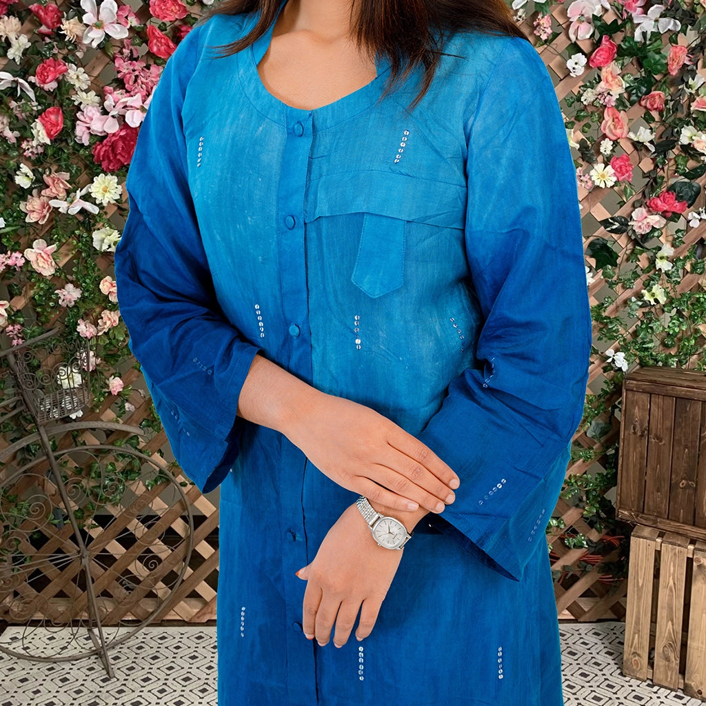 MoanaX Kurti: Premium Azo-Free With Silver Sequin Detail