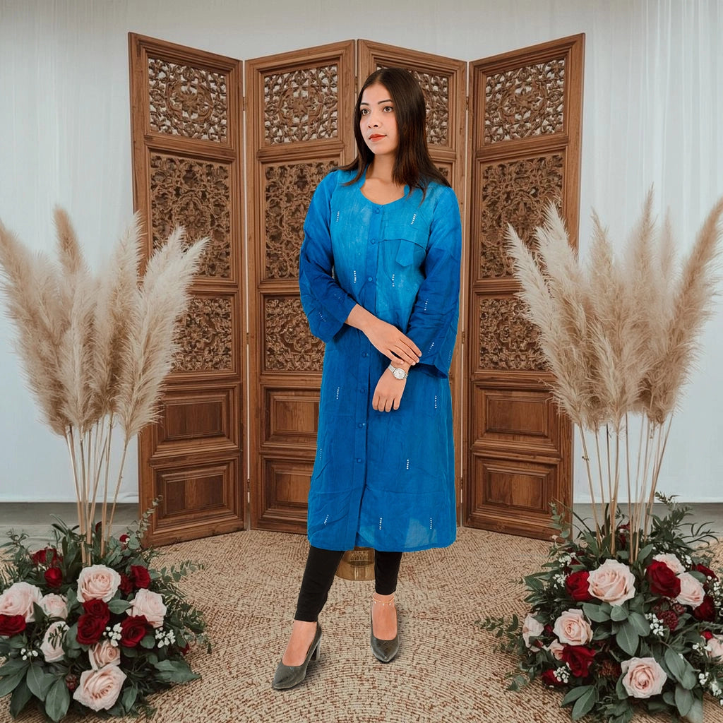 MoanaX Kurti: Premium Azo-Free With Silver Sequin Detail