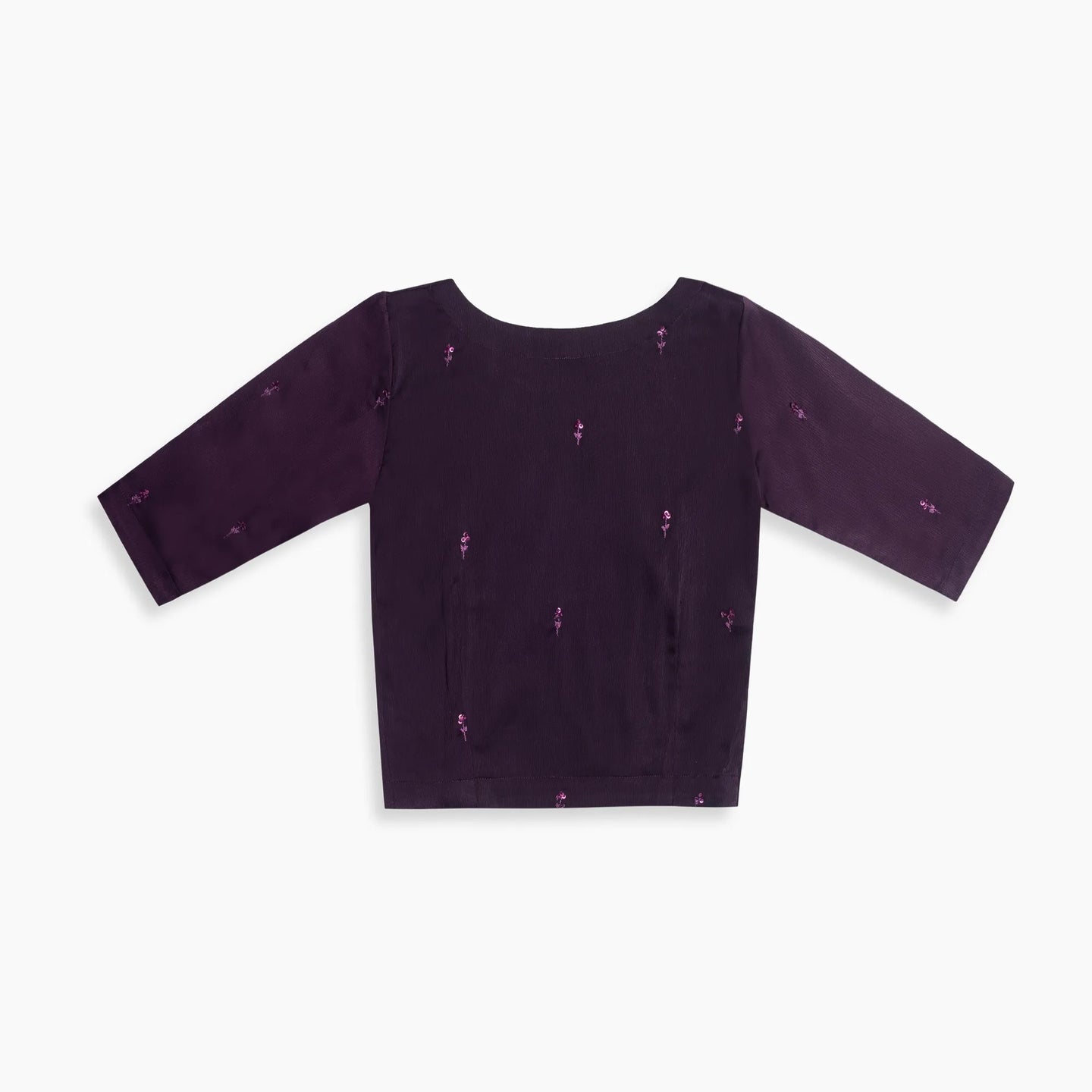 Mystic BloomX Purple Silk Blouse: Princess Cut & V-neck