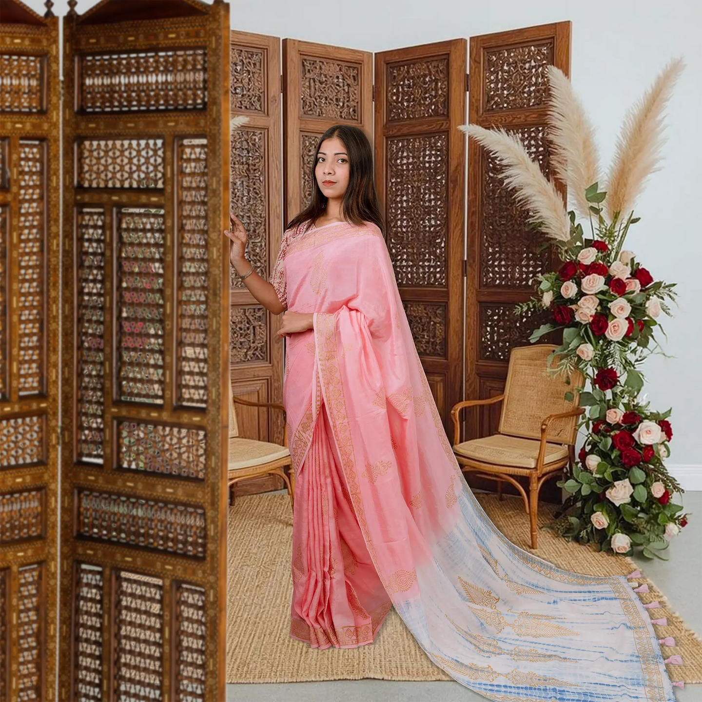 Premium Orchid skyX Silk Saree (Pink)