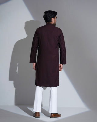 Signature MochaX Panjabi: Karchupi Lace & Premium Jacquard