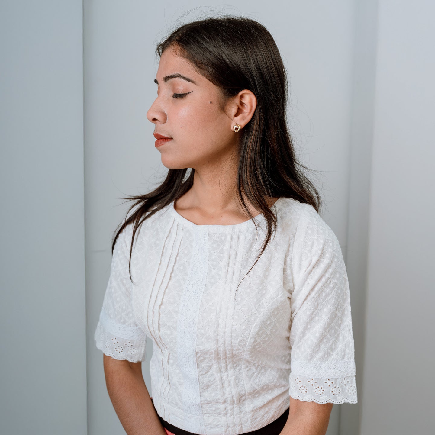 Snow PetalX Blouse Premium Embroidery with Princess Cut
