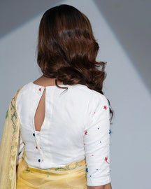 Summer GoldX Handloom Saree: Lime Yellow with Golden Jari & Hand Embroidery