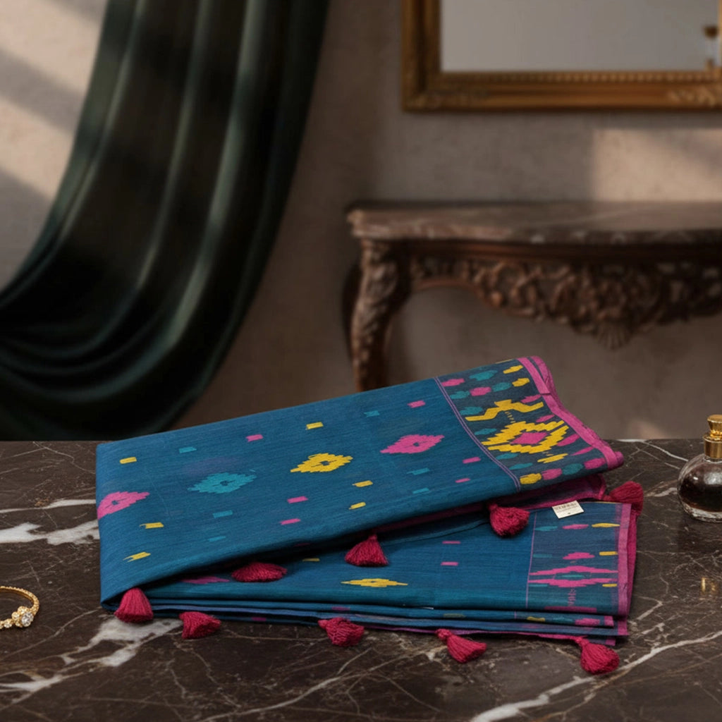 Classic Handloom Dhakai Jamdani Cotton Saree Collection: Vibrant Hues, Intricate Motifs