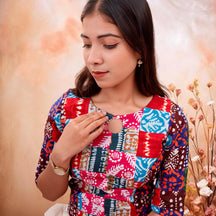 PaletteX Cotton Blouse: Mixed Patchwork & Boat Neck