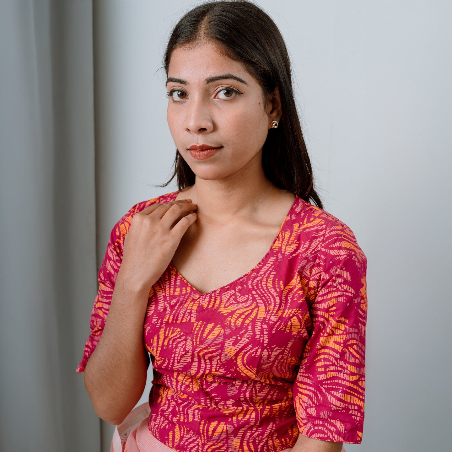 Wild RoseX Blouse: Vibrant Bloom With an Artistic Collar