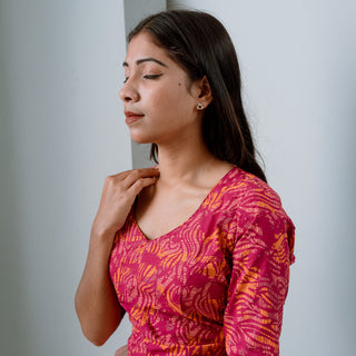 Wild RoseX Blouse: Vibrant Bloom With an Artistic Collar