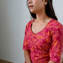 Wild RoseX Blouse: Vibrant Bloom With an Artistic Collar