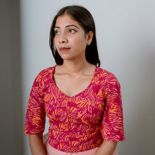 Wild RoseX Blouse: Vibrant Bloom With an Artistic Collar