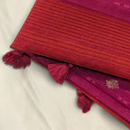 Classic Magenta Handloom Dhakai Jamdani Saree: Pure Cotton, Intricate Motifs