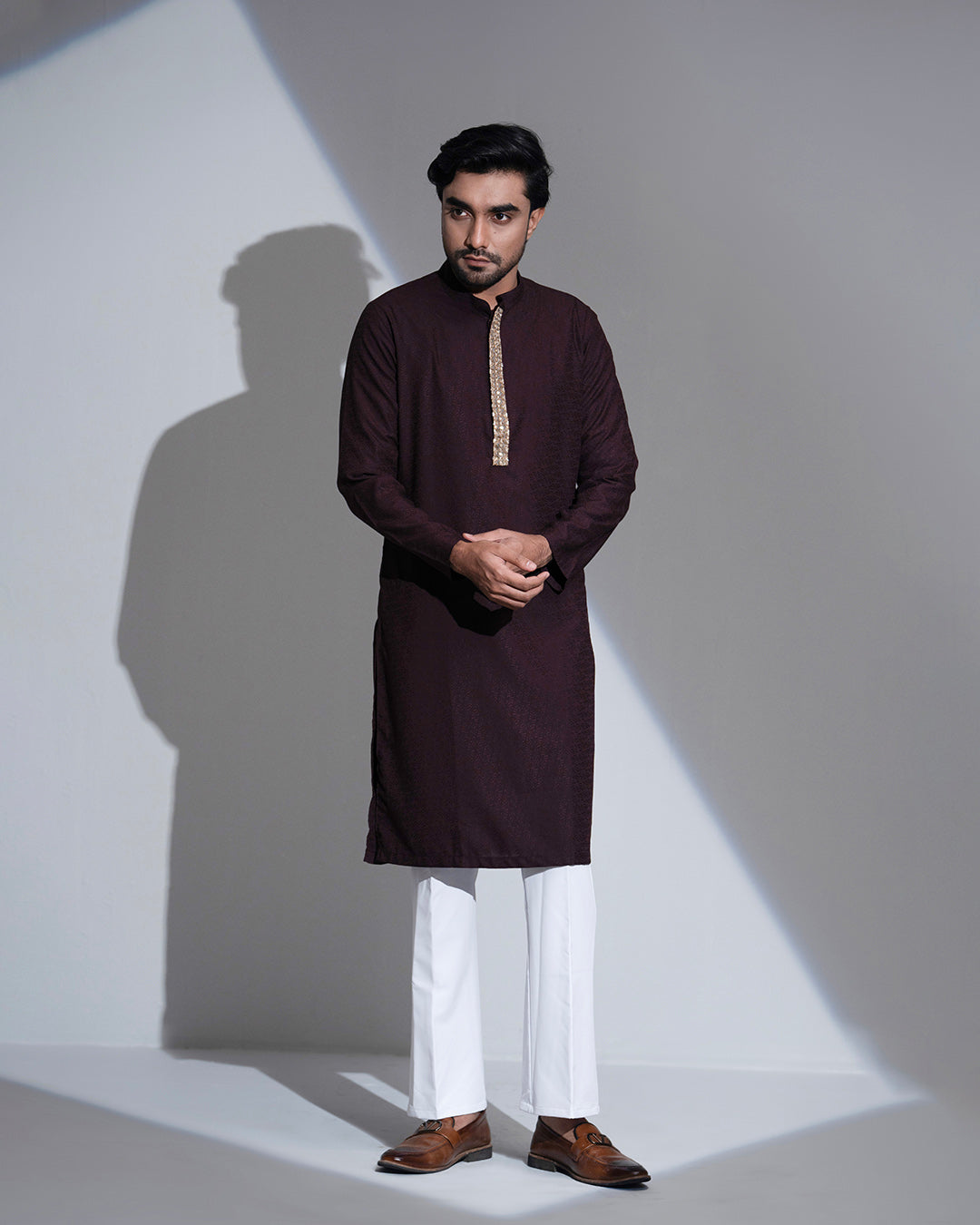 Signature MochaX Panjabi: Karchupi Lace & Premium Jacquard
